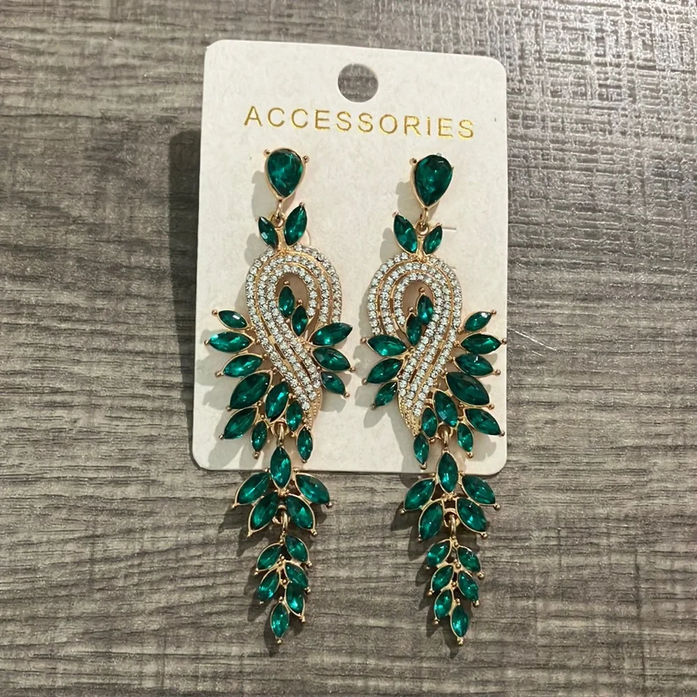 Green and Gold Earrings